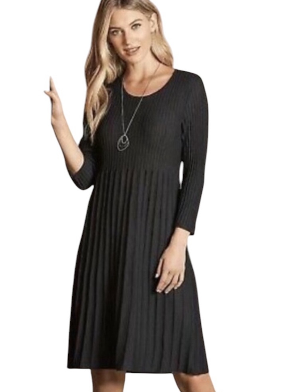 Eileen Fisher Dark Gray Pleated Wool 3/4 Sleeve Dress
Size Women’s XS